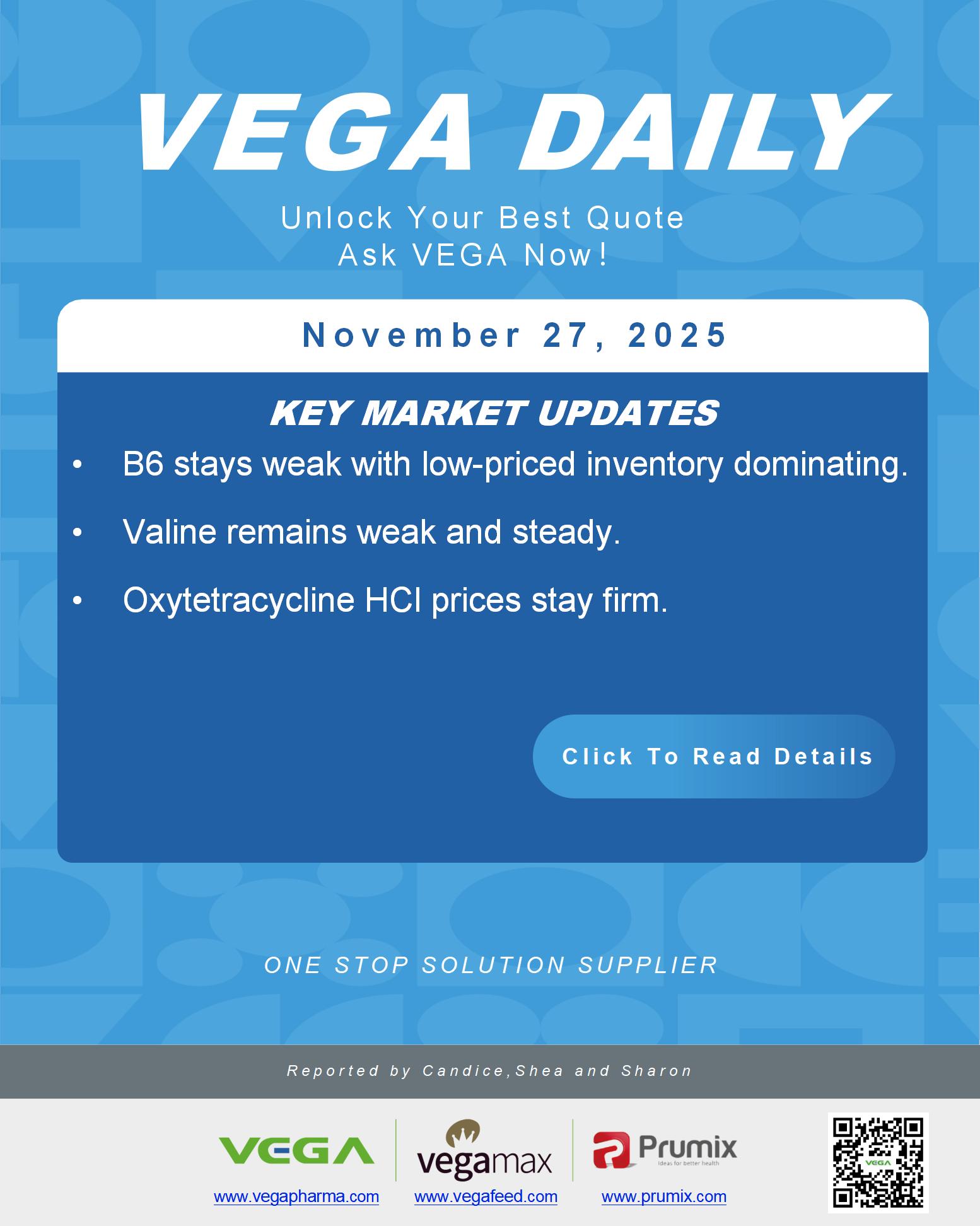 VEGA Daily Dated on November 27th 2025 Vitamin Amino Acid APl Food Additives.jpg